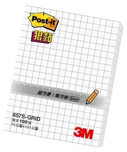 3M 657S-GRID方格狠黏便條-白
