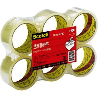 3M 3036S-6 2"x40Y超透明膠帶(6入)