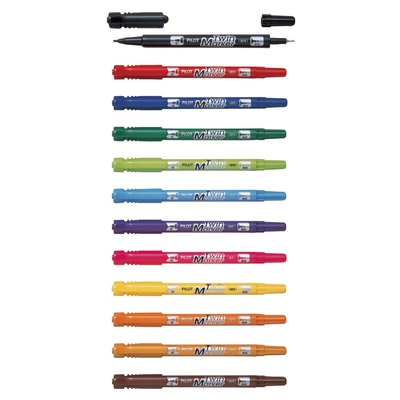 百樂MEF-12EU細雙頭麥克筆-黑